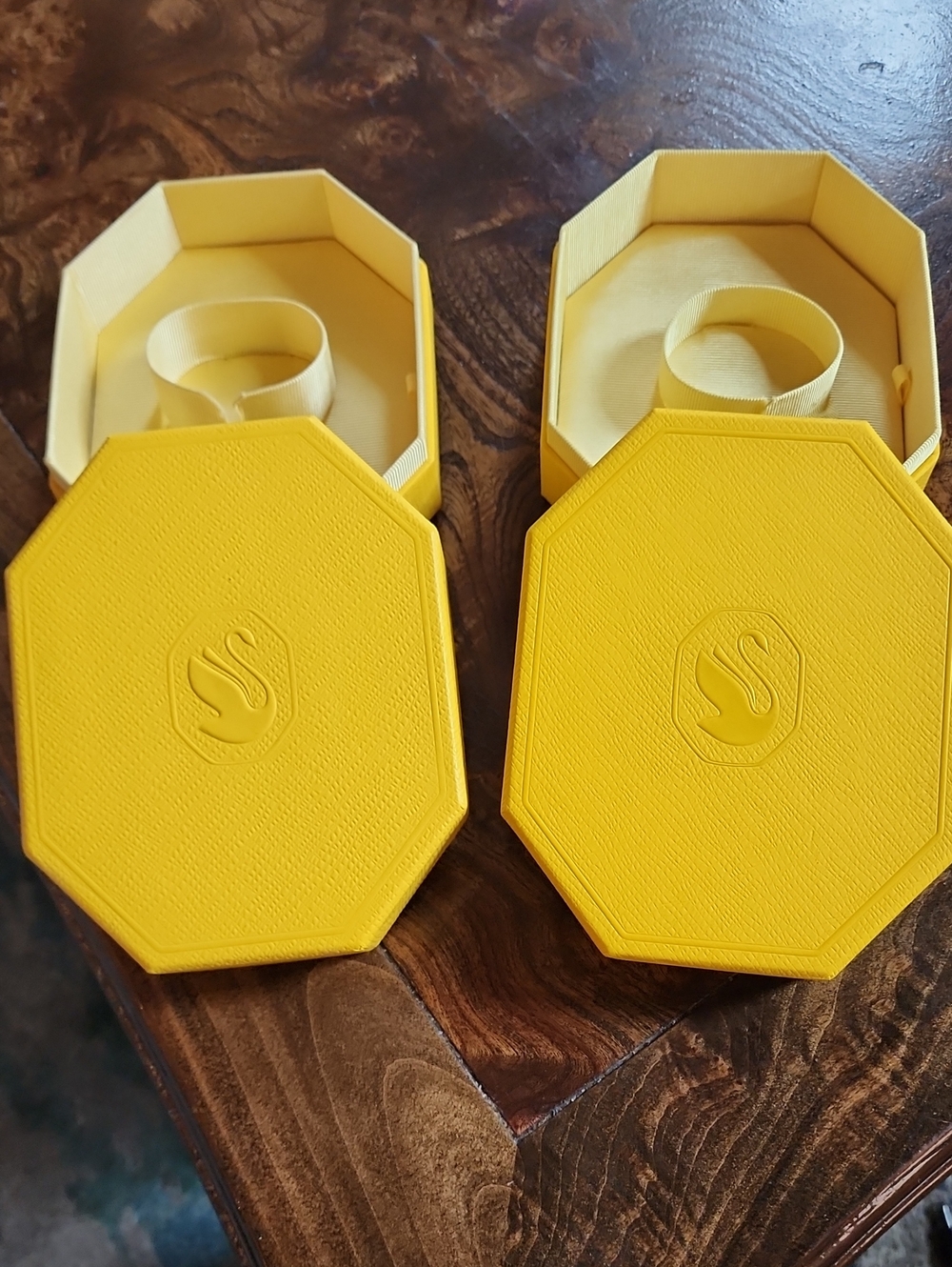 SWAROVSKI Yellow Octagonal Jewelry Boxes - Set of 2